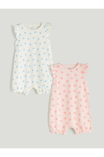 LC Waikiki Crew Neck Baby Girl Combed Cotton Jumpsuit 2 Pack