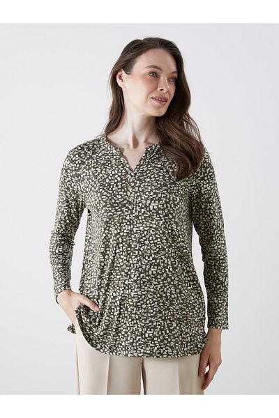 LC Waikiki Croc Collar Patterned Blouse
