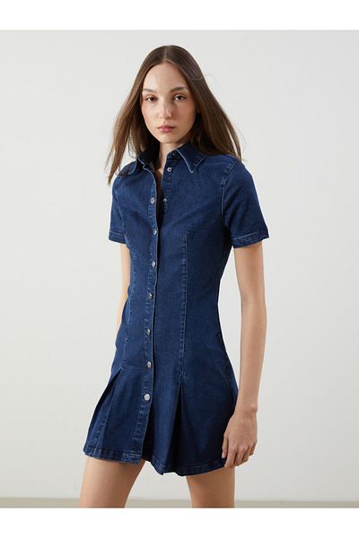 LC Waikiki Πουκάμισο γιακά Jean Φόρεμα