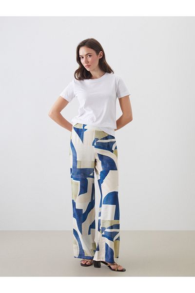 LC Waikiki Patterned Women's Trousers with Elastic Waist