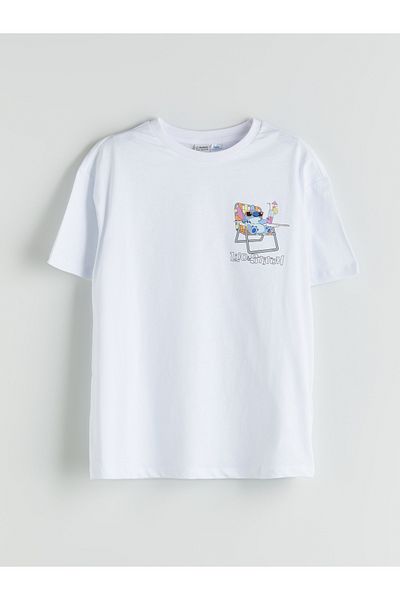 LC Waikiki Crew Neck Stitch Printed Girl's T-Shirt