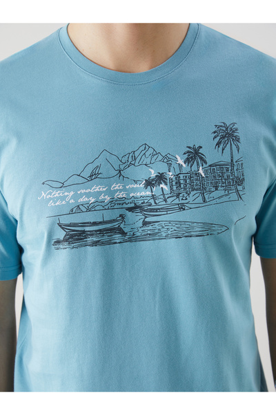 LC Waikiki Ανδρικό μπλουζάκι από χτενισμένο βαμβακερό κοντό μανίκι με λαιμόκοψη