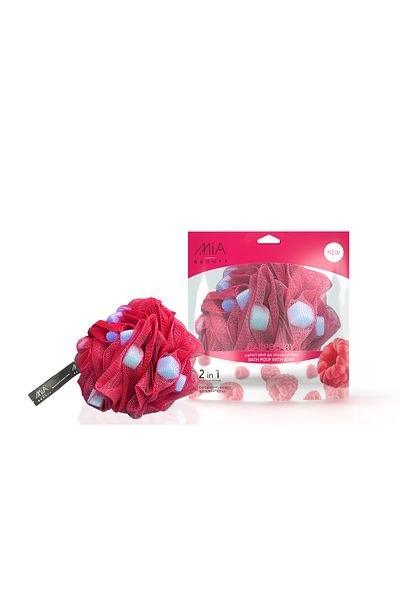 ALKHURAIJI Mia Bath Loofah with Raspberry Soap Bars 120g