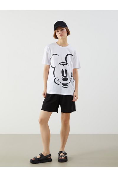 LC Waikiki Γυναικείο μπλουζάκι με στάμπα Mickey Mouse Crew Neck