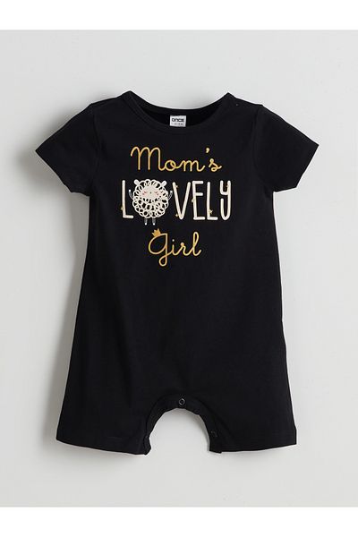 LC Waikiki Crew Neck Printed Baby Girl Jumpsuit