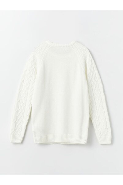 LC Waikiki Crew Neck Hair Braid Patterned Long Sleeve Girl's Knitwear Sweater