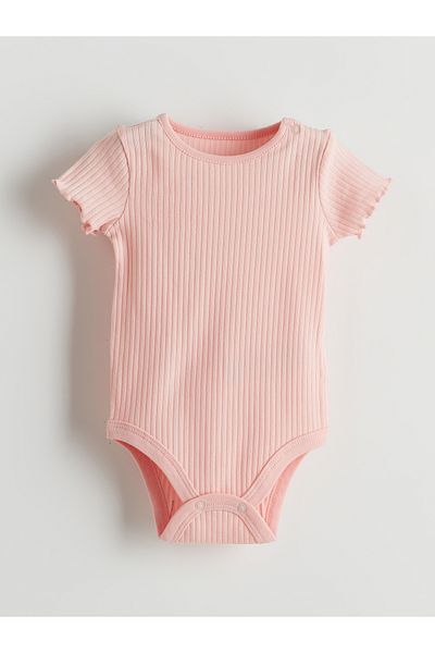 LC Waikiki Organic Fabric Baby Girl Bodysuit with Snap Fasteners, Pack of 2