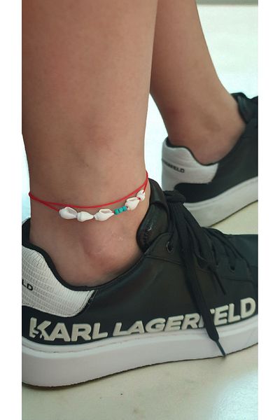 SelinDiamond Red Rope Anklet with Seashells