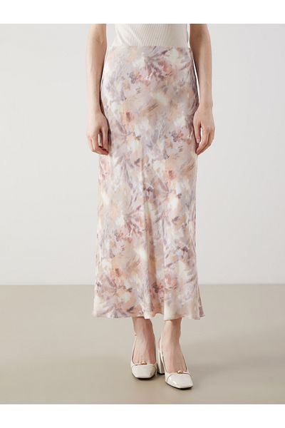 LC Waikiki Batik Patterned Satin Women's Skirt