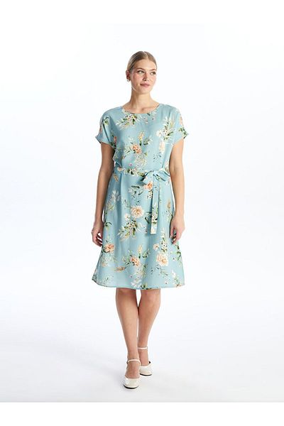 LC Waikiki LCW Grace Crew Neck Print Women's Short Sleeve Dress