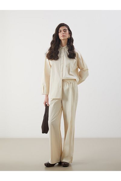 LC Waikiki Pantaloni de damă cu talie elastică cu picioare largi