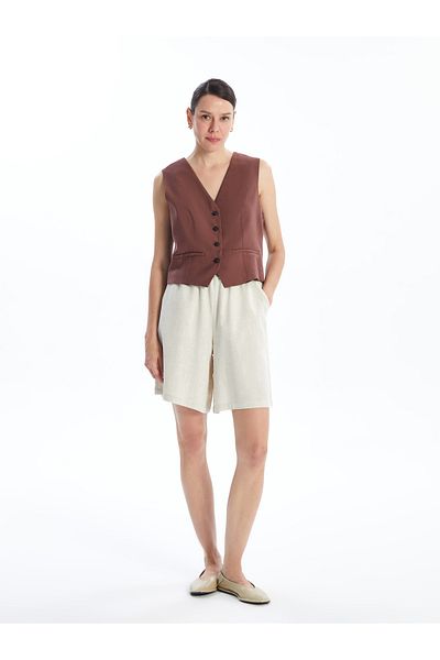 LC Waikiki Women's V-Neck Plain Classic Vest