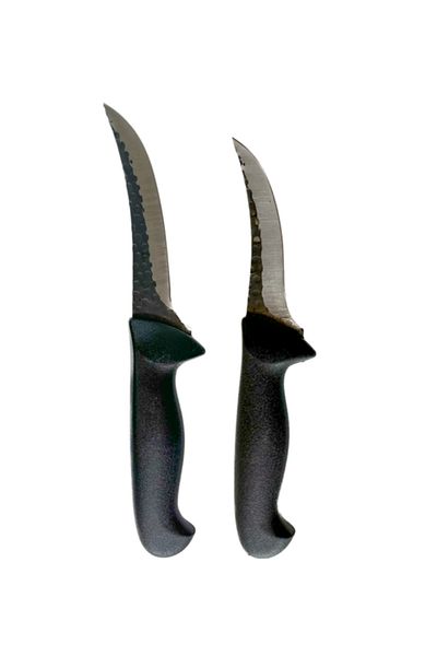 OEM Set of 2 butcher knives, curved blade, black, blade length 12 - 15 cm