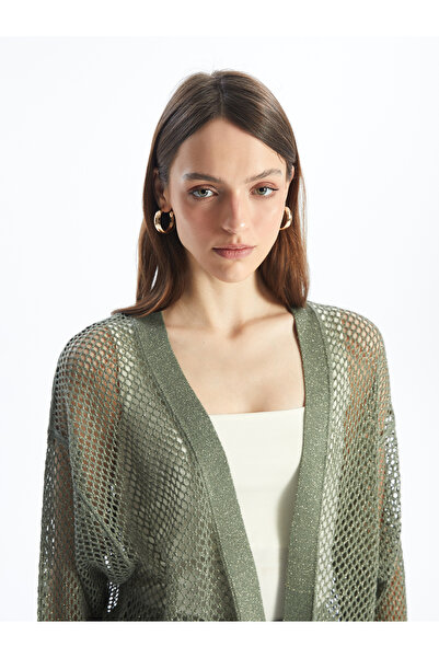 LC Waikiki Shawl Collar Shiny Looking Long Sleeve Women Knitwear Cardigan