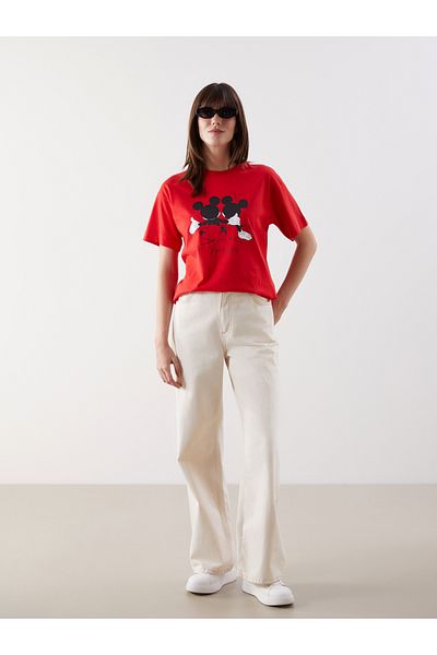 LC Waikiki Crew Neck Mickey Mouse Printed Women's T-Shirt