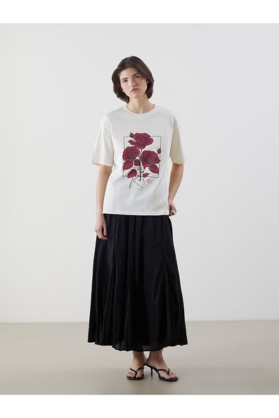 LC Waikiki Crew Neck Floral Oversize Women's T-Shirt