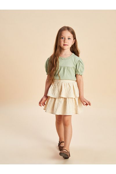 LC Waikiki Elastic Waist Krinkle Pleated Girl's Shorts Skirt