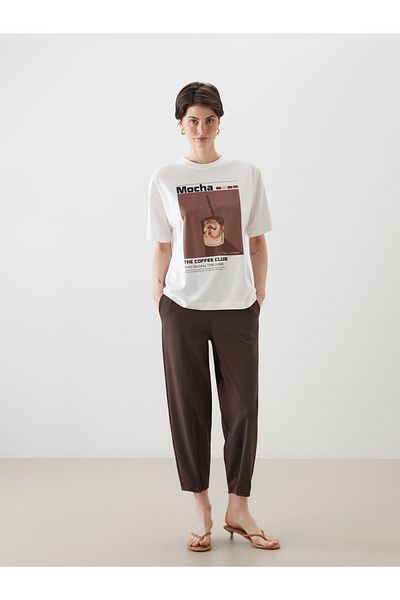 LC Waikiki Crew Neck Printed Oversize Women's T-Shirt