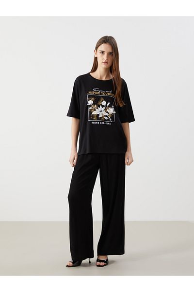 LC Waikiki Tricou de damă cu imprimeu cu gât crew