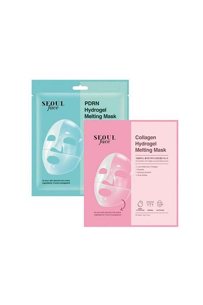 Dermal Pdrn Hydrogel Melting Mask Moisturizing Transparent Gel Mask 34 Gr and Collagen Melting Mask 34 Gr.