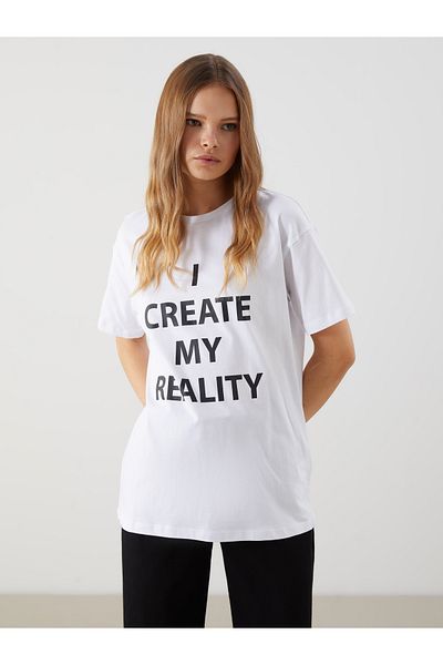 LC Waikiki Γυναικείο μπλουζάκι με στάμπα Crew Neck