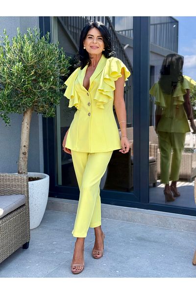RAMONA BADESCU EXCLUSIVE Elegant suit with ruffles – fitted cut and tapered trousers