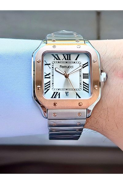 Ferrucci Men's Square Case Metal Cord Wrist Watch