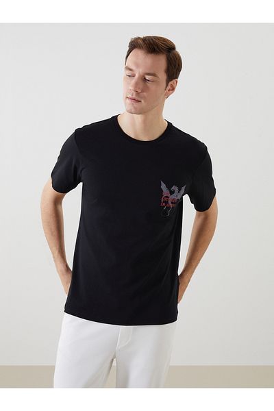 LC Waikiki Crew Neck Short Sleeve Printed Combed Cotton Men's T-Shirt