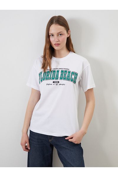 LC Waikiki Tricou de damă cu imprimeu cu gât crew