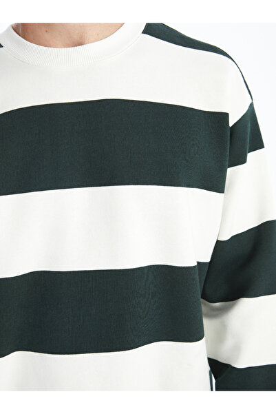 LC Waikiki Ανδρικό χοντρό φούτερ με ριγέ μακρυμάνικο Crew Neck