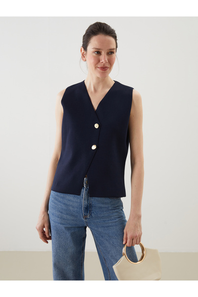 LC Waikiki Damen-Strickweste mit V-Ausschnitt