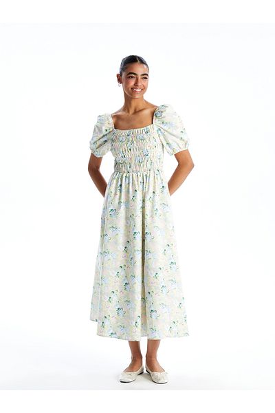 LC Waikiki Square Neck Floral Women's Dress