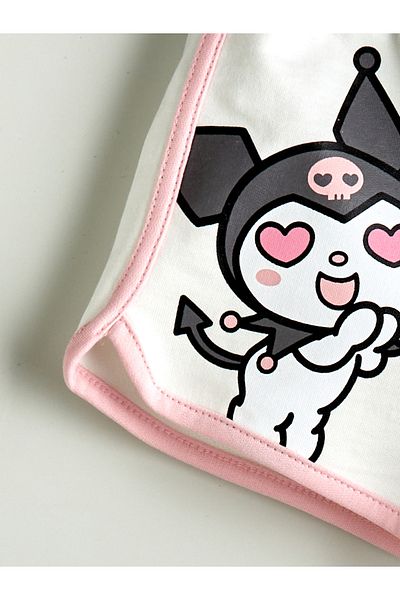 LC Waikiki Kuromi Printed Girl's Shorts with Elastic Waist