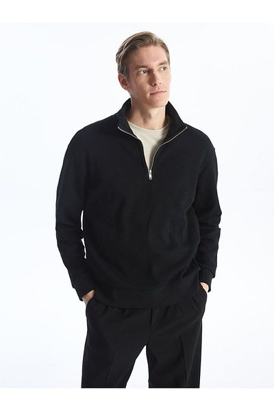 LC Waikiki Black Stand Collar Men's Sweatshirt