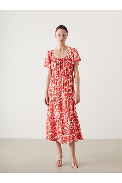 LC Waikiki Women's Boat Neck Floral Dress