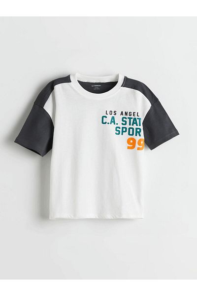 LC Waikiki Crew Neck Text Printed Boys' T-Shirt