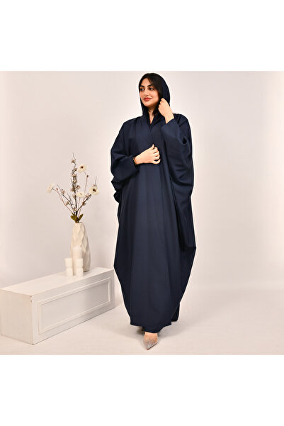 Beyond Navy blue crepe wrap abaya with a quarter bisht