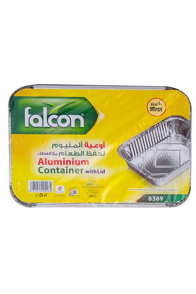 Falcon Aluminium Container With Lid 8389 - 10pcs | 660ml Each | 22x15x4.5cm