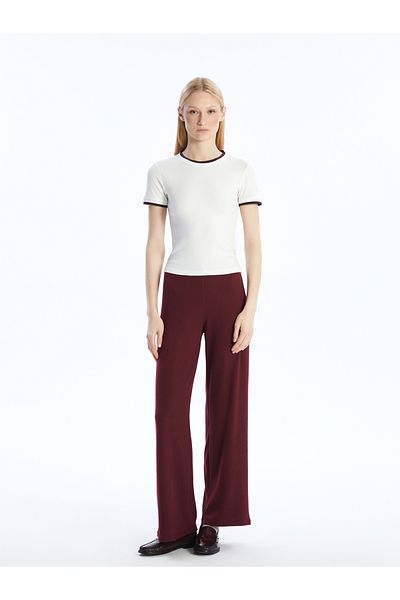 LC Waikiki Wide Leg Women's Knitwear Trousers with Elastic Waist