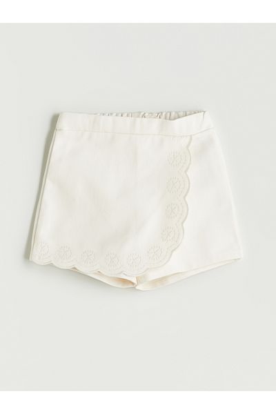 LC Waikiki Embroidered Girl's Shorts Skirt with Elastic Waist