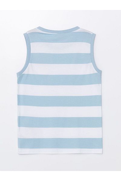 LC Waikiki White Crew Neck Striped Boy's Undershirt