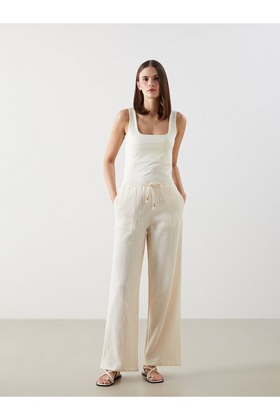 LC Waikiki Elastic Waist Textured Women's Trousers