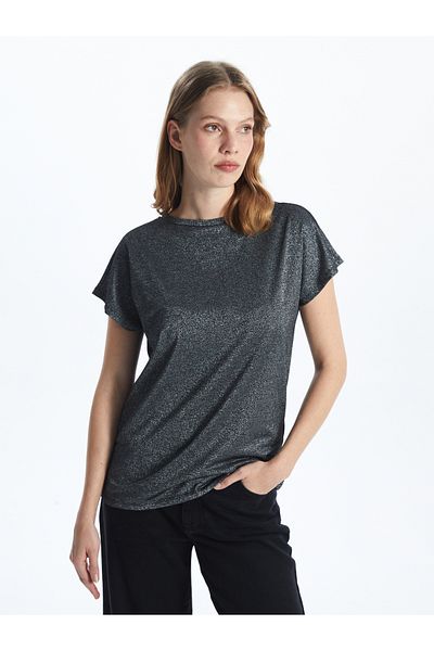LC Waikiki Tricou de damă cu aspect strălucitor cu guler ridicat