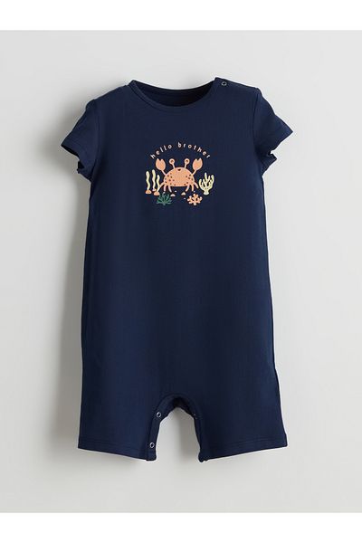 LC Waikiki Crew Neck Printed Baby Boy Jumpsuit