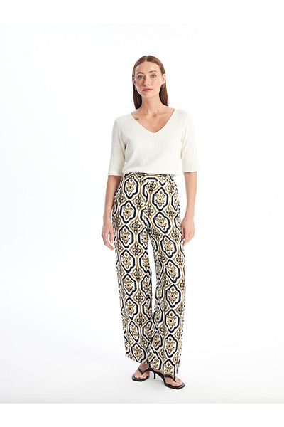 LC Waikiki Patterned Women's Trousers with Elastic Waist