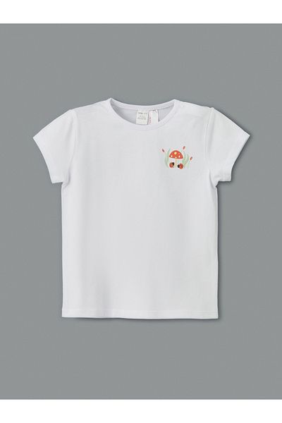 LC Waikiki Crew Neck Printed Baby Girl T-Shirt and Shorts 2-Piece Set