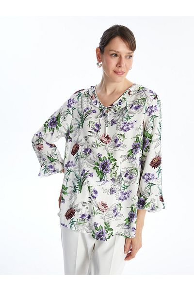 LC Waikiki Women's Blouse with Tie-Down Collar Flower