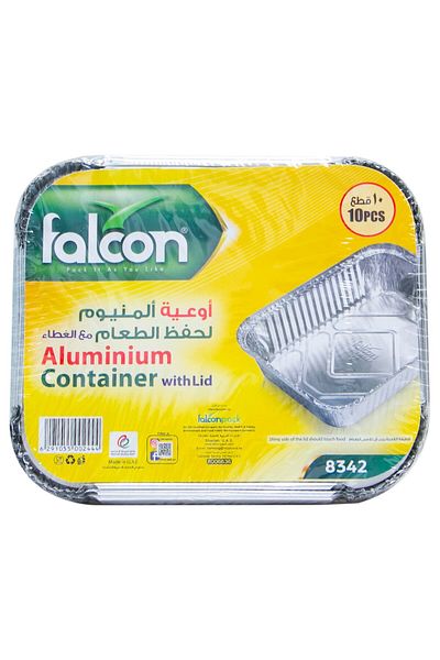 Falcon Aluminium Container With Lid 750ml – 10pcs | Durable, Oven-Safe Foil Trays