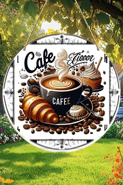 kutuTR 🍩   Café Themed Sweet Welcome Mdf Door Panel – 20 cm |   Coffee & Sweet Detailed Decor Ks003