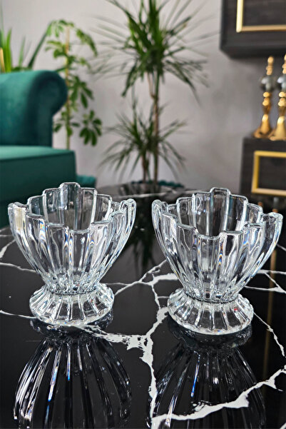 Gülümseten Avm Set of 6 Glass Magnolia Dessert Bowls |   Glass Ice Cream Cookie Bowl |   Breakfast Presentation Bowl